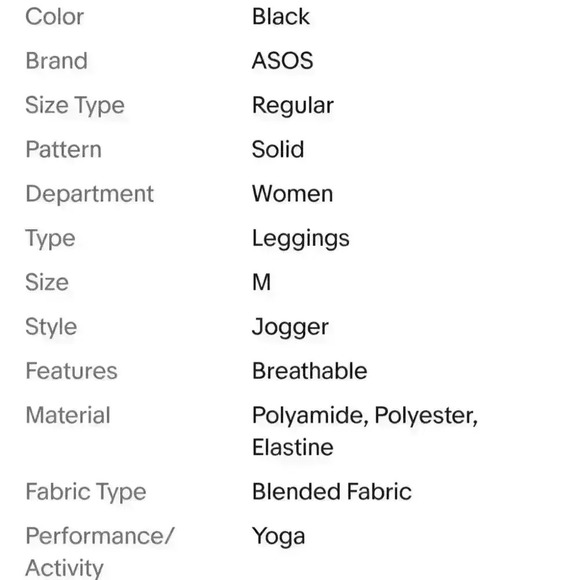 Women's ASOS 4505 7/8 Yoga Pant Black w/breathable mesh Sz M - Picture 6 of 6